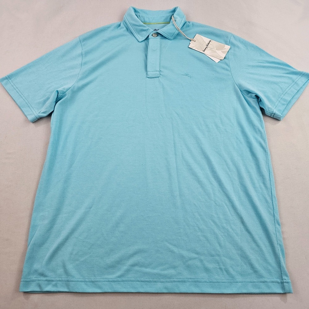 Tommy Bahama Mens Shore Bet Polo Shirt M Blue Moisture Wicking 182T219303